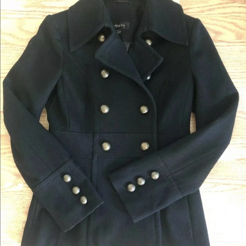 Elliana New York Black Wool Pea Coat Women’s Size Small EUC